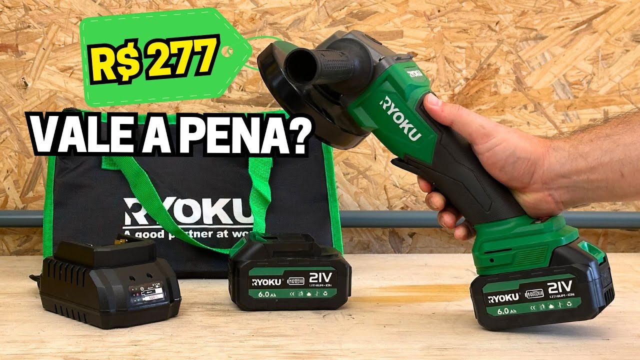 Esmerilhadeira Ryoku a bateria 21V Brushless! Boa e barata? Teste completo!