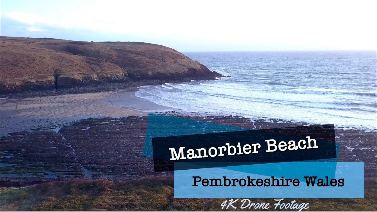 Manorbier Beach Pembrokeshire Wales 4K Drone Footage