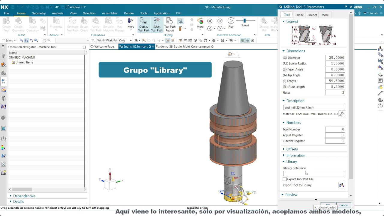 Crear y administrar herramientas desde modelo 3D en NX CAM