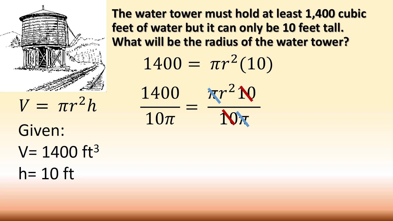 Find the Radius of a Cylinder given Volume & Height