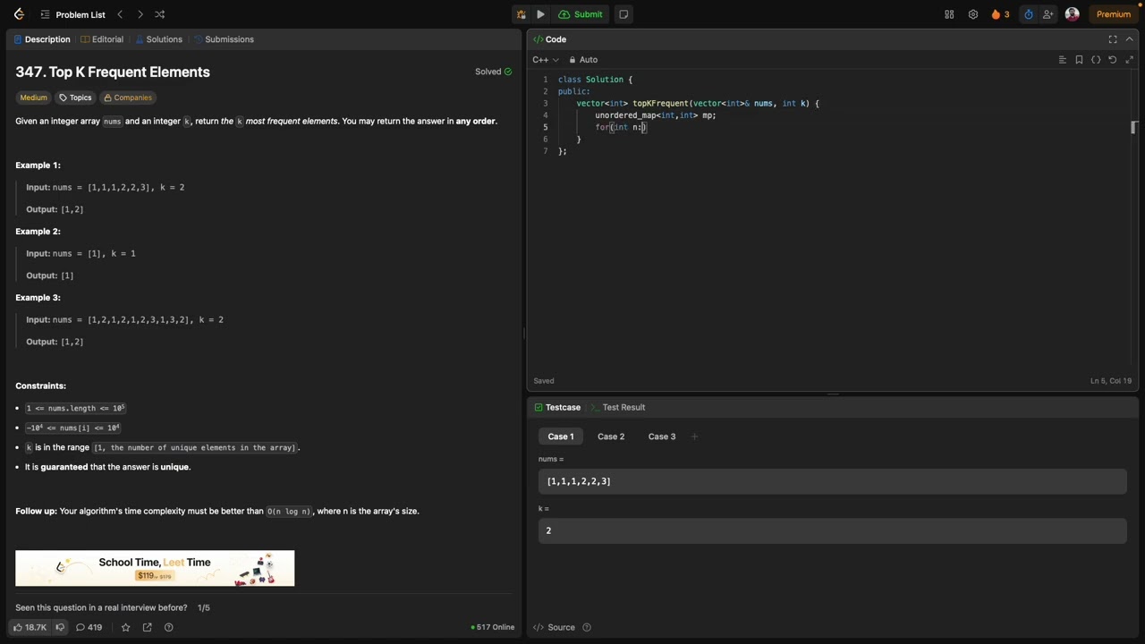 📅 LeetCode Day 5 🔥| Top K Most Frequent Elements | C++ | Brute Force + Optimal Solution
