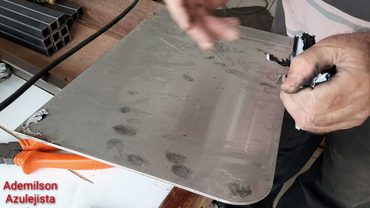 CORTANDO AS SOBRAS DA CHAPA DE INOX / DÍDEO 1 / CARRINHO DE INOX PARA SERRA MÁRMORE