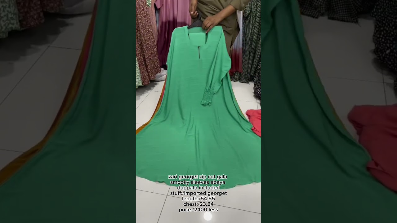 Zari Georgette Zip Cut Gala Smooky Sleeves Abaya #abaya #abayamodern #abayafashion #fashion #trend