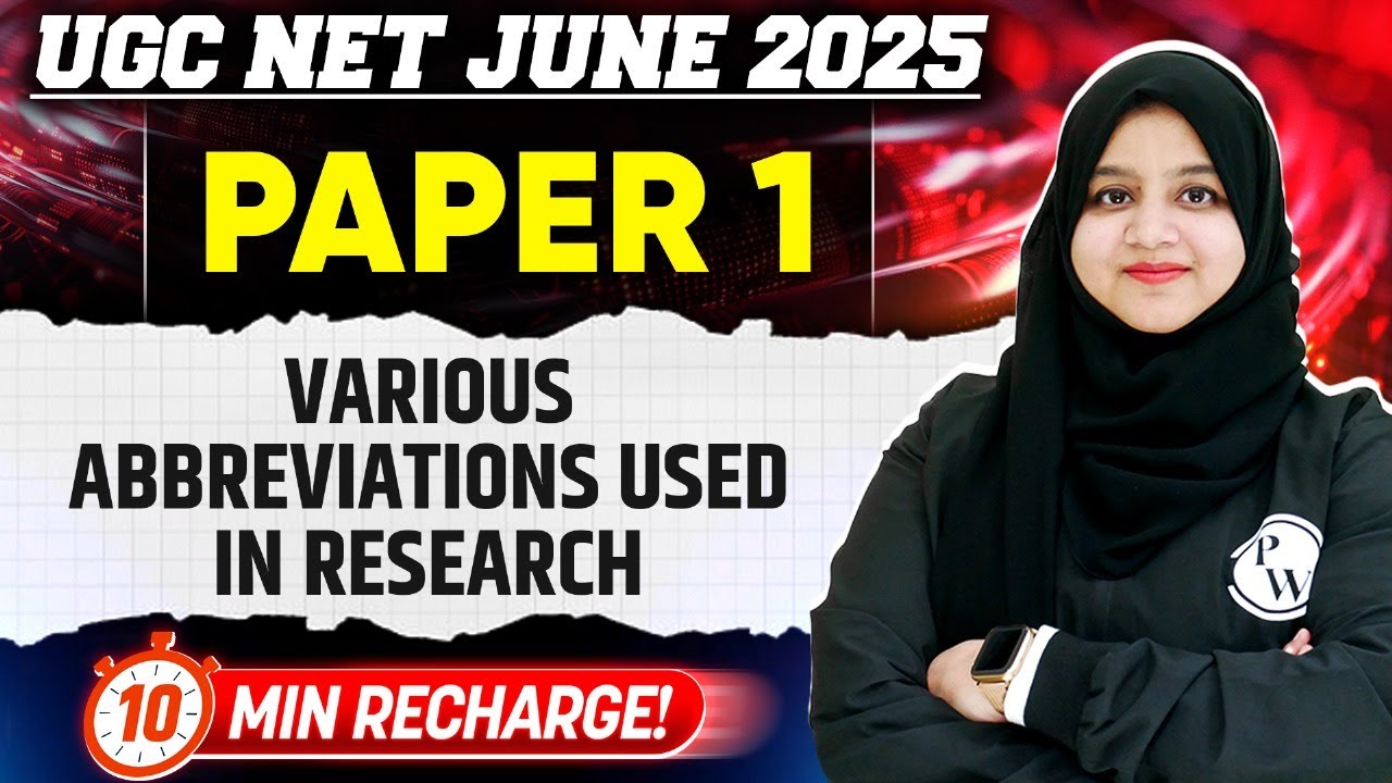 Various Abbreviations Used in Research | UGC NET Paper 1 2025 | 10 Min Recharge | Gulshan Ma'am