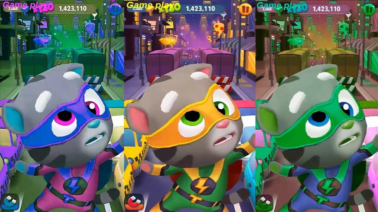 Talking Tom Gold Run (3 Star) Colors Reaction Super Tom  in New Side World Water Park