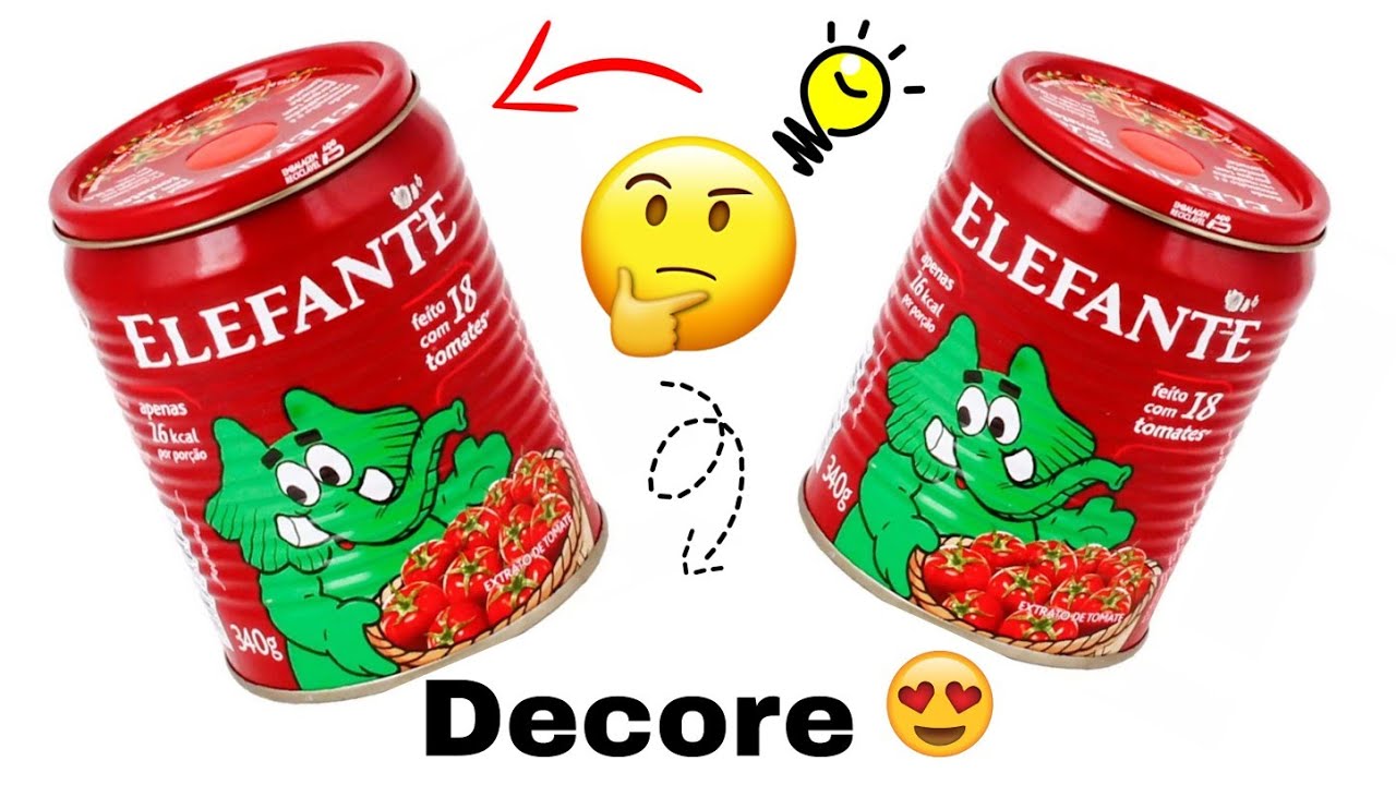 Lata Extrato de tomate decorada/Artesanato com latas/lucre com essa ideia.