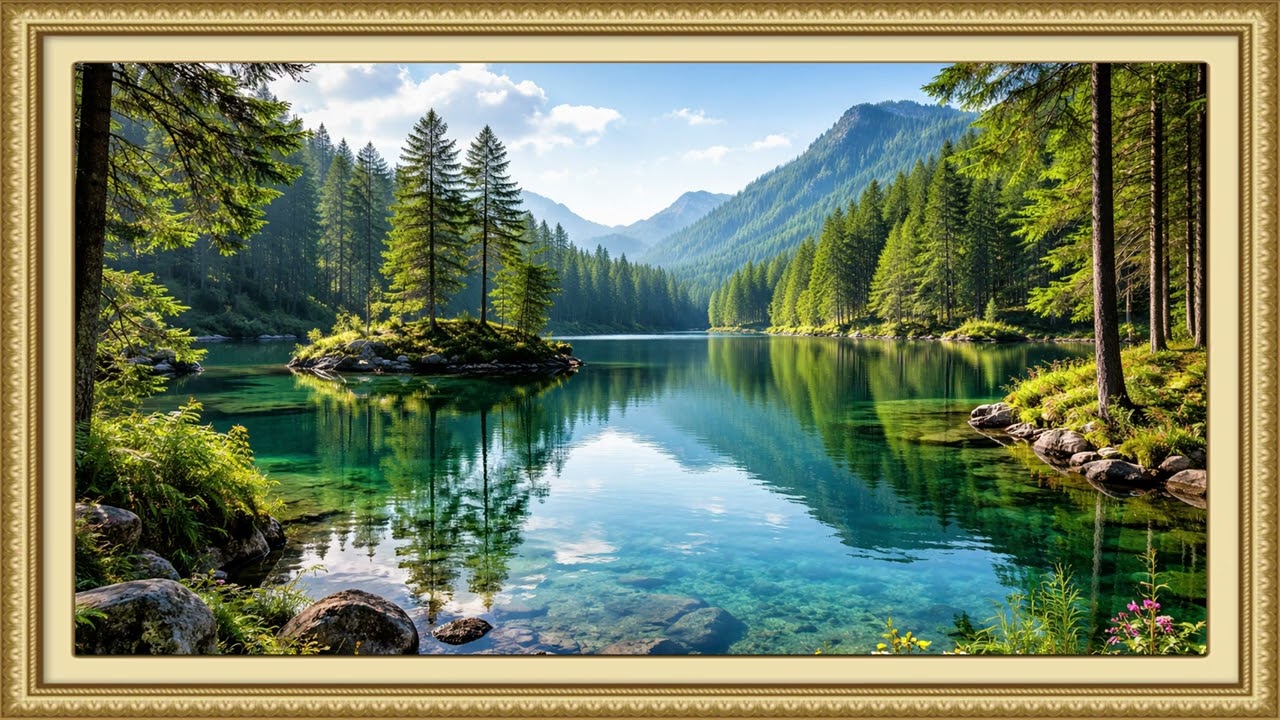 Serene Alpine Lake with Wildflowers | Ambient Art 4k Displays