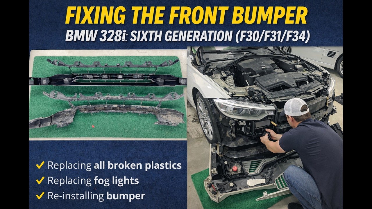 Fixing a broken front bumper in a 3 series BWM 328i (F30/F31/F34)