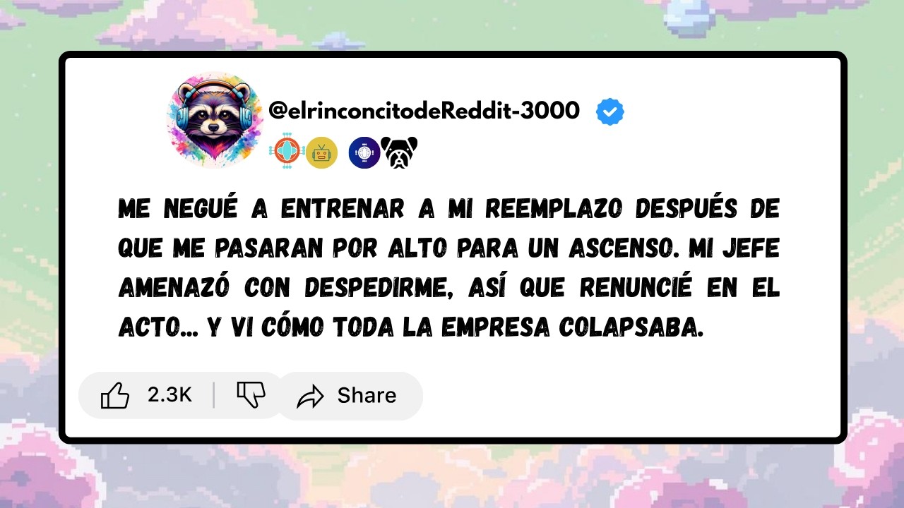 Me negaron el ascenso y me pidieron entrenar a mi reemplazo. Mi renuncia destruyó a la empresa.