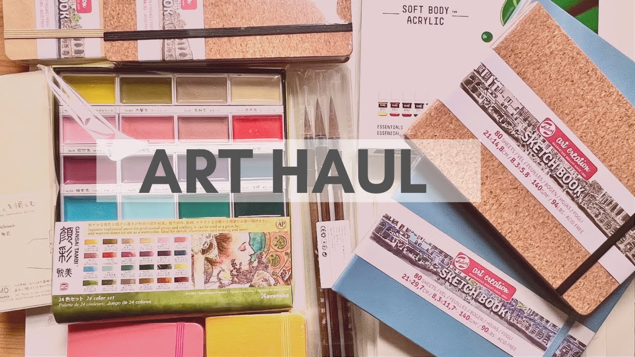 ART HAUL | muted watercolors, inks, acrylics & sketchbooks + sneak peeks into my current sketchbooks