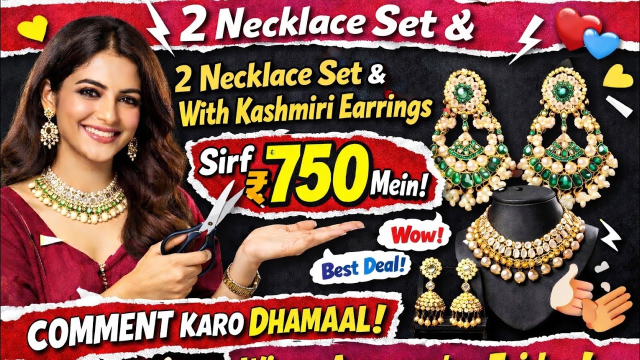2 Necklace Set with Kashmiri Earrings Sirf ₹750 😍 | Live 🥳| #youtubeshorts #trending #viral #shorts