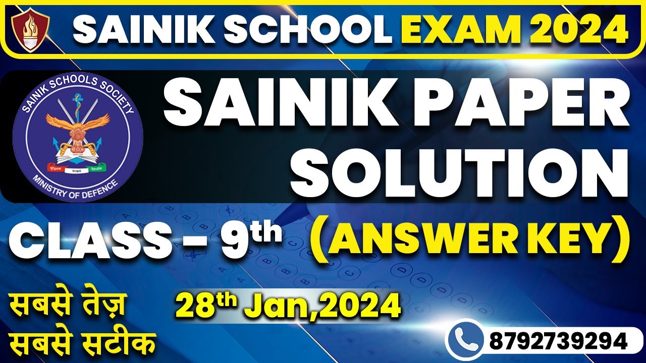 Sainik School 2024 Paper Solution | Sainik School Online Coaching | Sainik School answer key 2024
