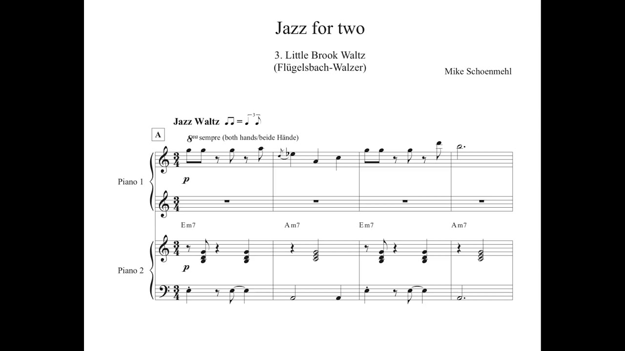 M. Schoenmehl - 3. Little Brook Waltz (Jazz for two) for piano four hands