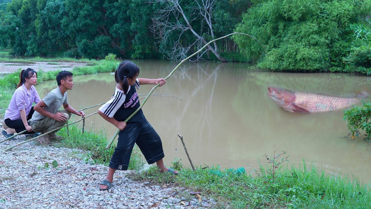 5 Days Fishing / Smart Girl Invent Fish Traps / Her With Foster Parents Fishing Big Fish Then Vend /