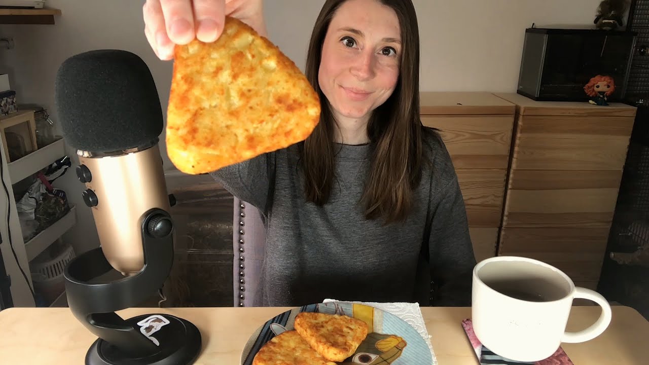 ASMR Eating Hash Browns | Whispering Ramble | Drinking and Swallowing Sounds