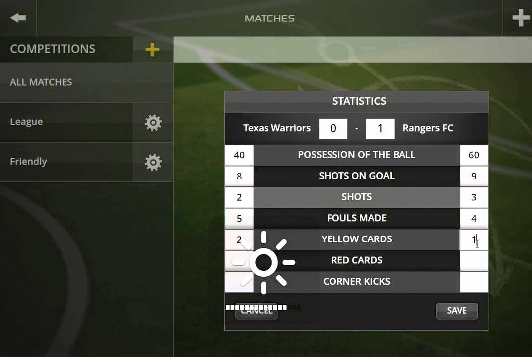 Mourinho Tactical Board PRO - Register game stats.