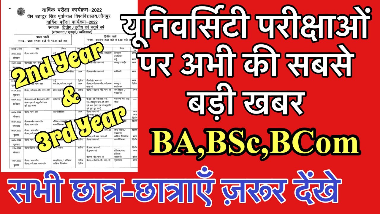 BA 2nd Year and 3rd Year exam date announced || BA,BSc,BCom,MA exam update || #universityexam