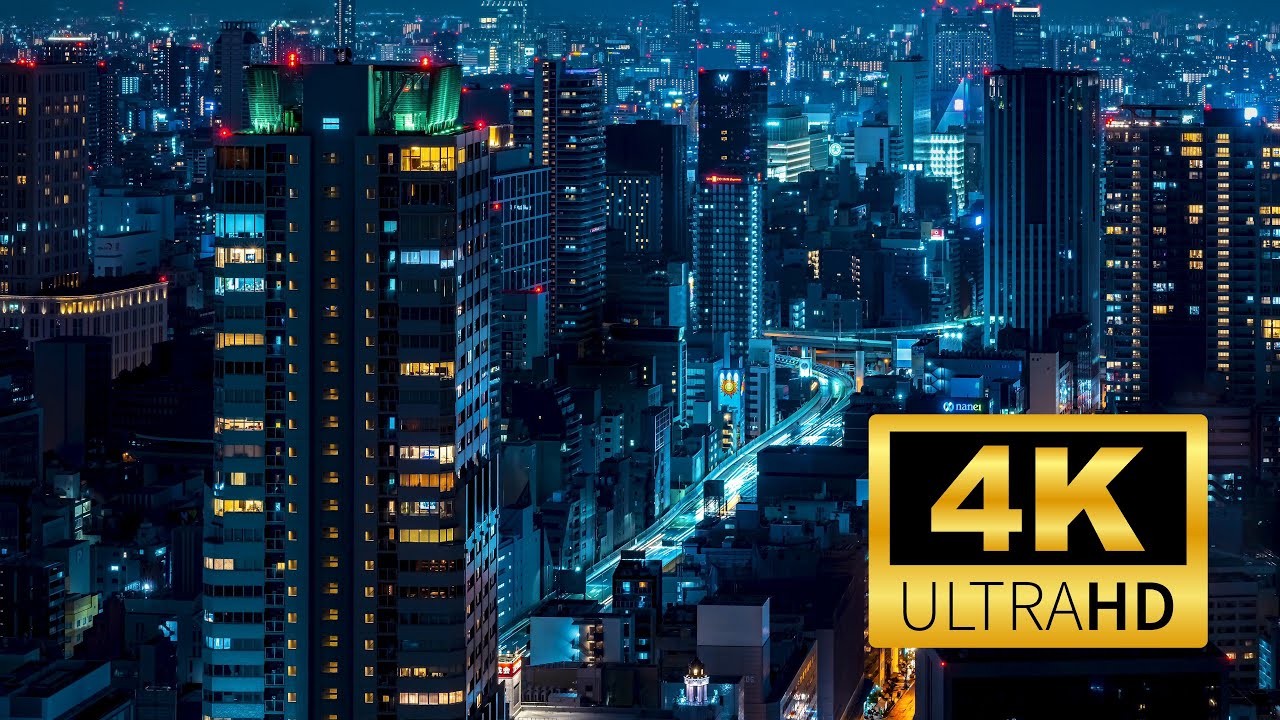 Midnight City Ambience 4K - 10 Hours Urban Timelapse (Ultra Smooth)
