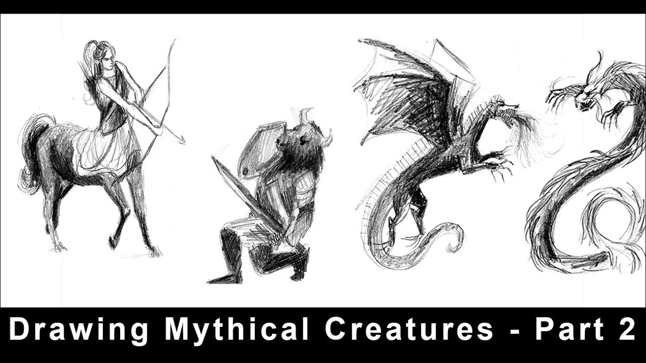 Drawing Mythical Creatures - Part - Centaur v. Minotaur & Dragon v. Dragon!