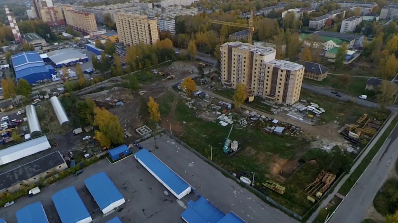 Город Дубна Левый Берег, полет на самодельном квадрокоптере.