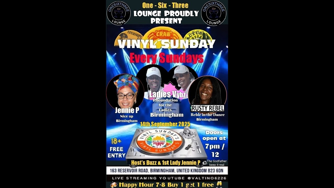 VINYL SUNDAY @ 163 LOUNGE ERDINGTON JENNIE-P RUSTY REBEL & LADIES VYBZ 14 SEPTEMBER 2025 VAL TINO