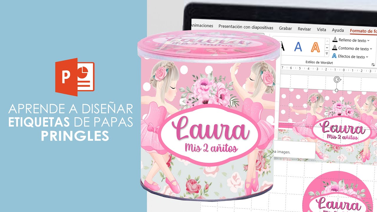 ETIQUETAS PAPAS PRINGLES: Aprende a diseñar y personalizar paso a paso con el programa PowerPoint👩‍💻