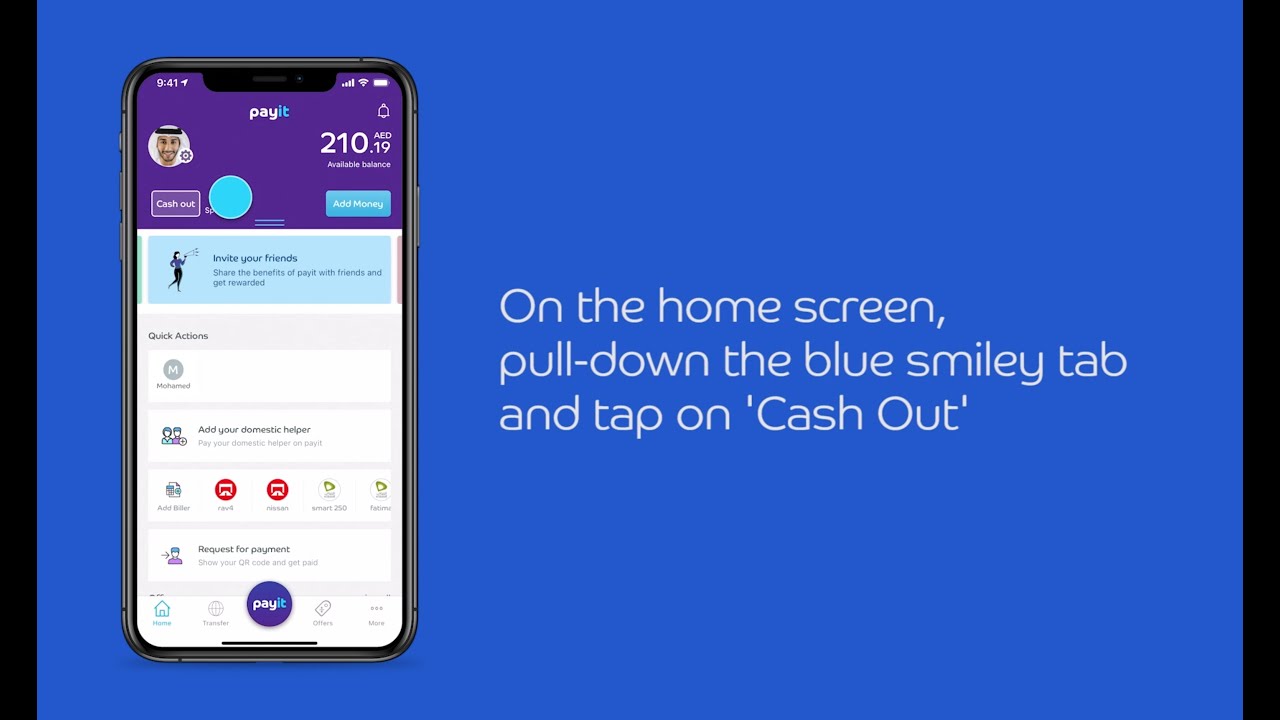 How to cash-out or send money to a bank account in the UAE