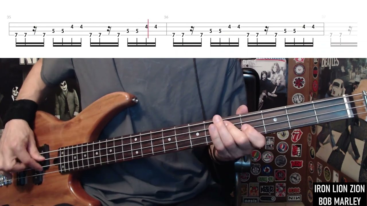 Iron Lion Zion by Bob Marley - Bass Cover with Tabs Play-Along