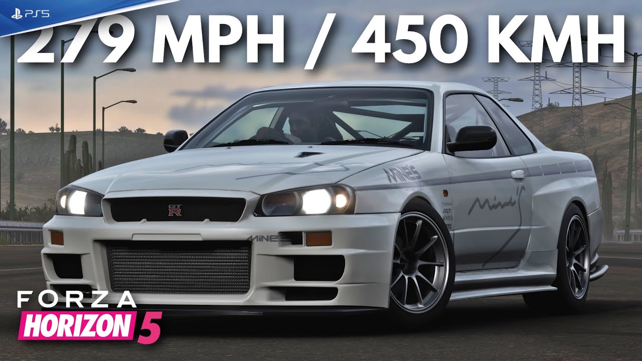 Forza Horizon 5 | Настройка Nissan R34 Skyline GTR на 279 миль/ч (450 км/ч) | FH5 на PS5 | GT-R V...
