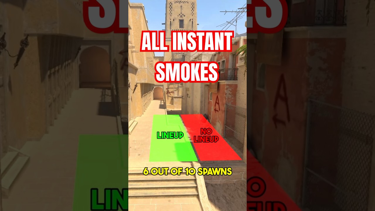 All Instant Window Smokes On Mirage In CS2 #csgo #cs2 #counterstrike