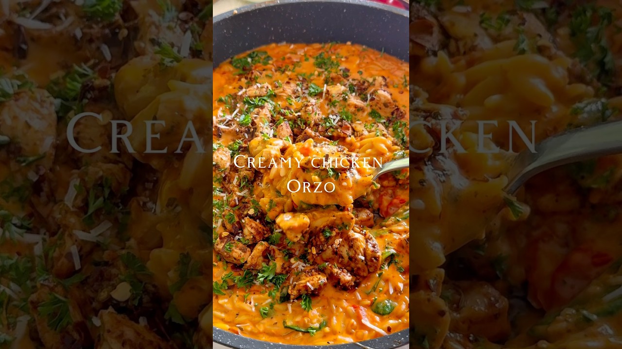Creamy Chicken Orzo #shortsfeed #youtubeshort #shortvideo #shorts #shortsyoutube
