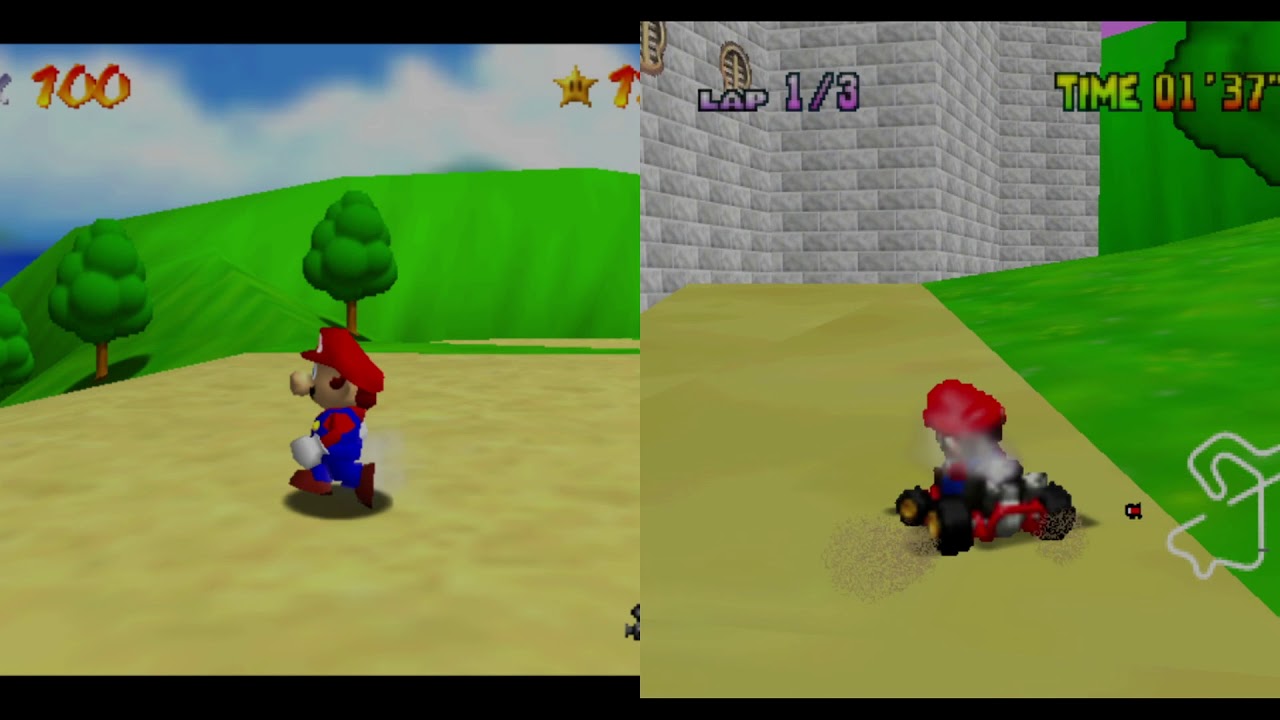 Super Mario 64 vs Mario Kart 64 Castle Ground Comparison