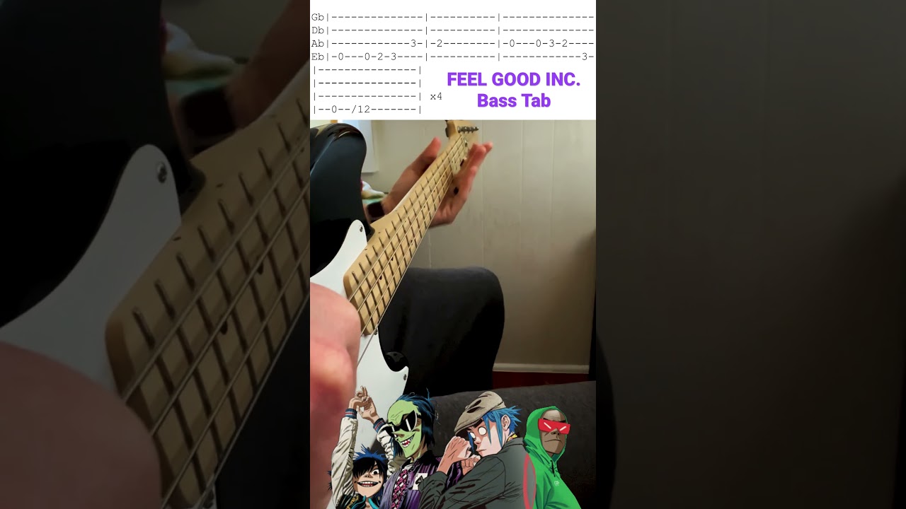 Feel Good Inc Bass Tab | Easy Bass Line! #shorts #bass #guitar