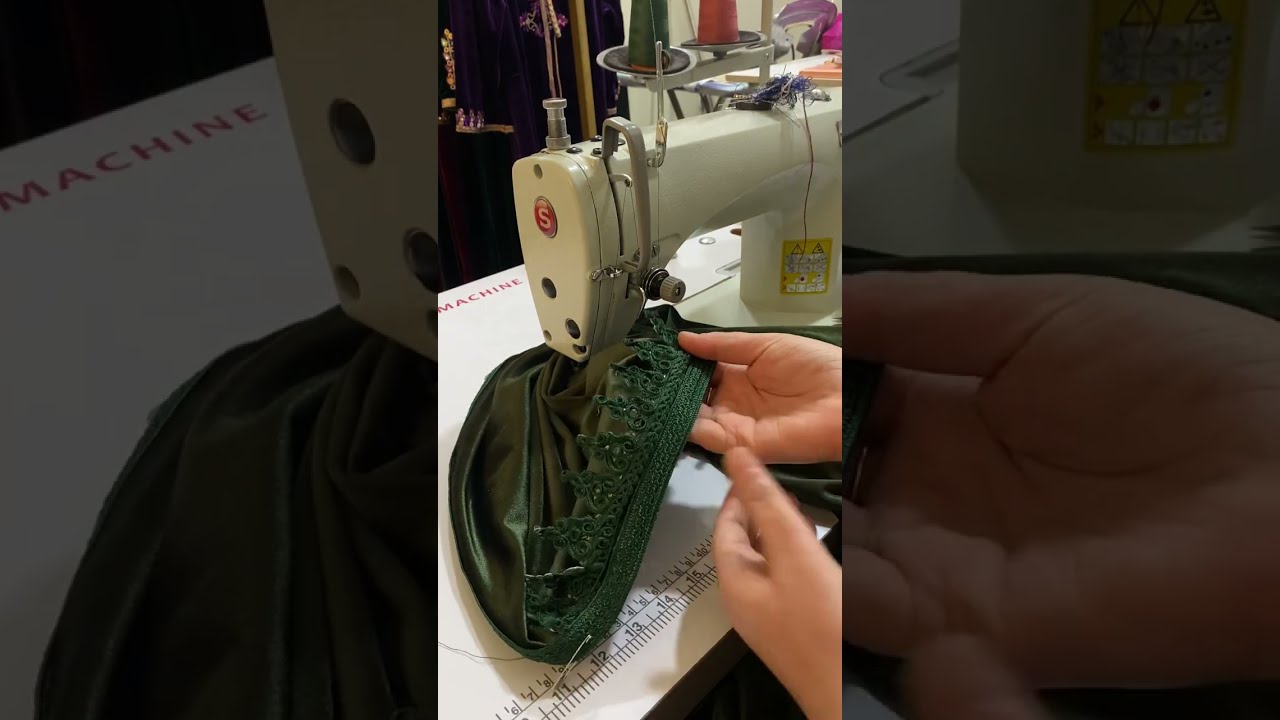 طريقة خياطة سفيفة على قماش القطيفة🪡👗
