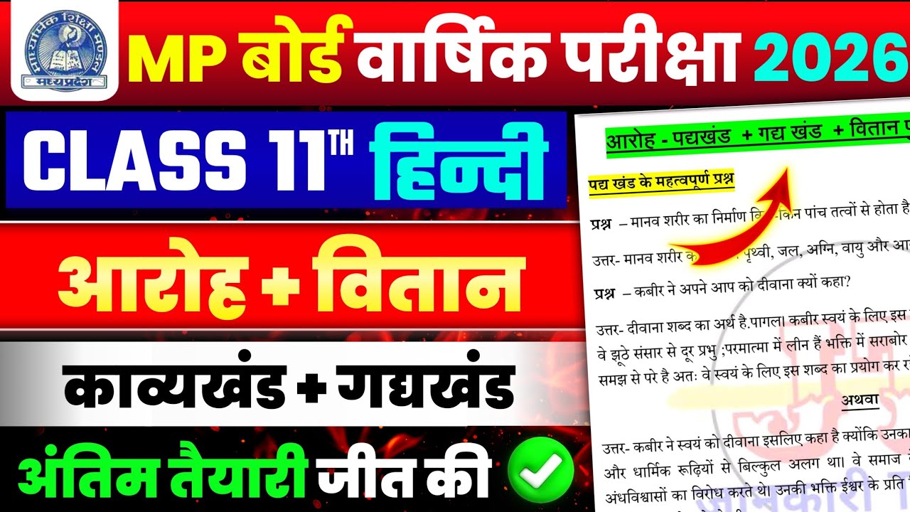 Class 11th Hindi important Question Answer Varshik Pariksha 2026 | Class 11 Hindi Aaroh + vitan