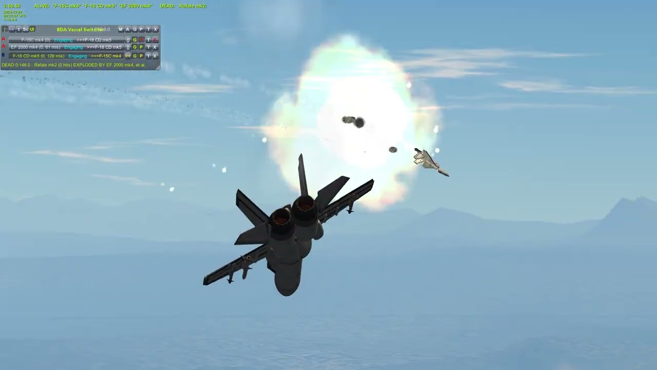 Kerbal Space Program (KSP) + BD Armory (BDA) - Rafale/F18 v EF2000/F15 (AI pilot dogfight)