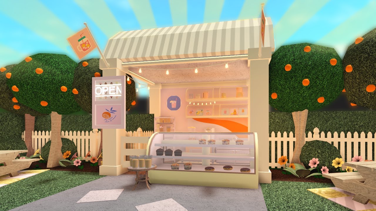 building a lemonade stand in bloxburg + forcing people to buy it