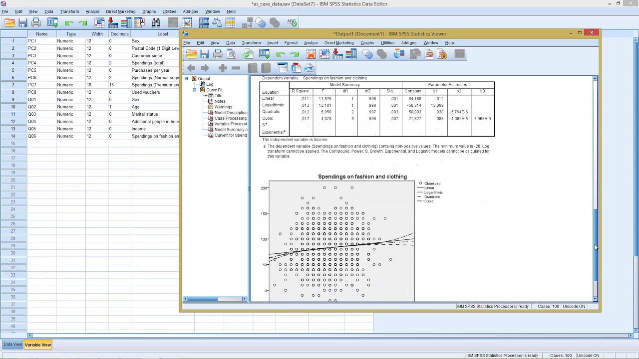 SPSS - Non-linear Regression - Curve Fitting