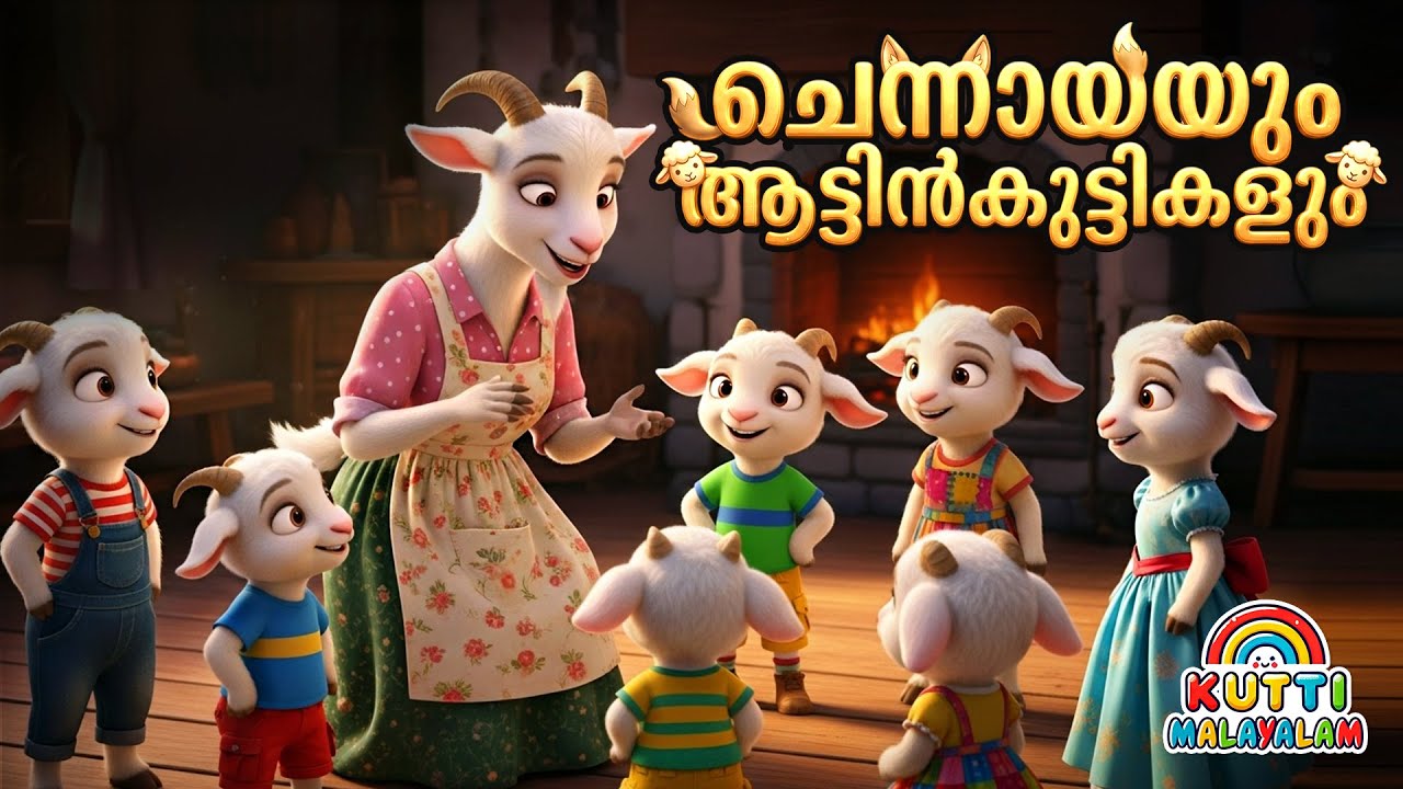 ഏഴു ആട്ടിൻകുട്ടികളും ചെന്നായയും🐺🐐| Story Malayalam | Kids Story Malayalam | Malayalam story for kids