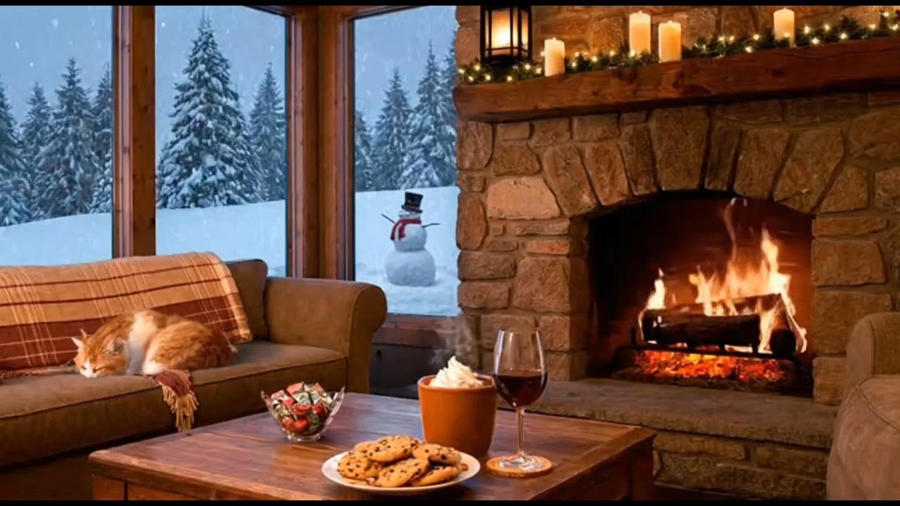 Mountain cabin with a cozy fireplace