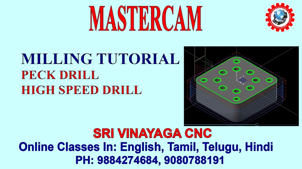 MASTERCAM – MILLING TUTORIAL – DRILLING OPERATION,