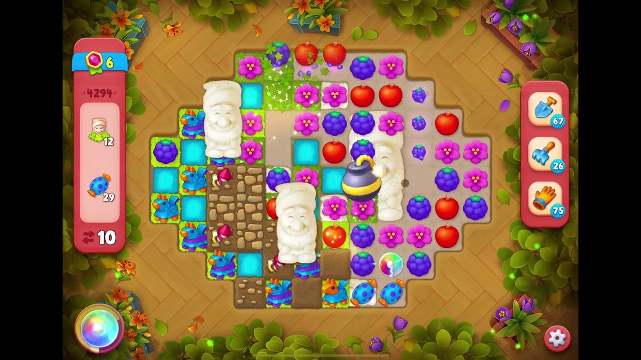 GardenScapes Level 4294 no boosters (16 moves)