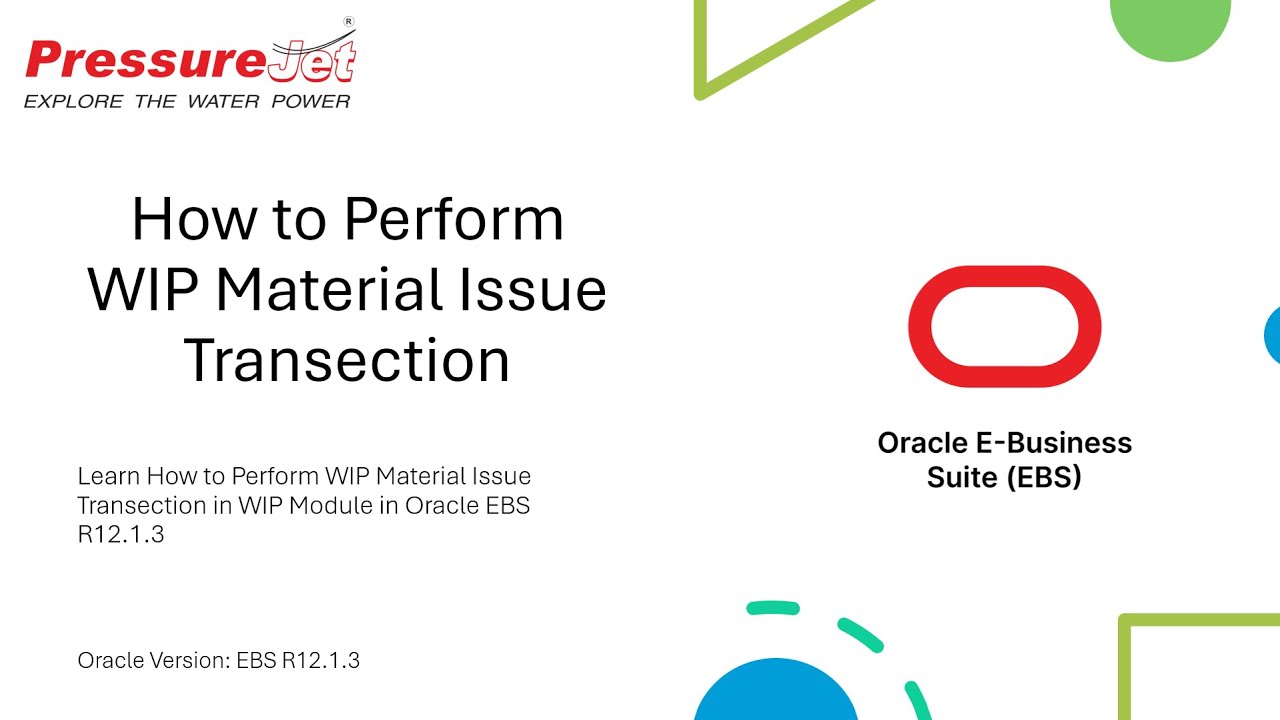 How to Perform WIP Material Issue Transaction | Oracle EBS R12