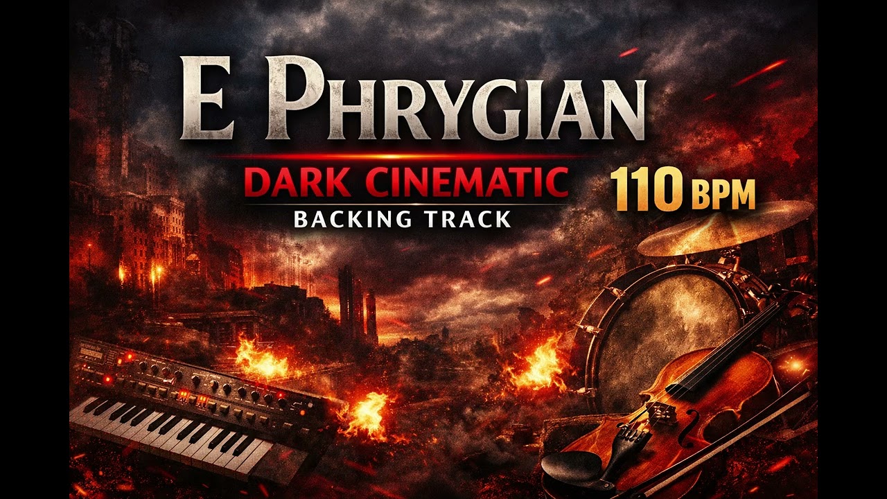 E Phrygian Backing Track | Dark Cinematic Pop Rock