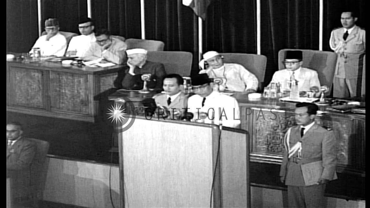 Prersident Sukarno of Indonesiai speaks at the opening ceremony of Asian-African ...HD Stock Footage