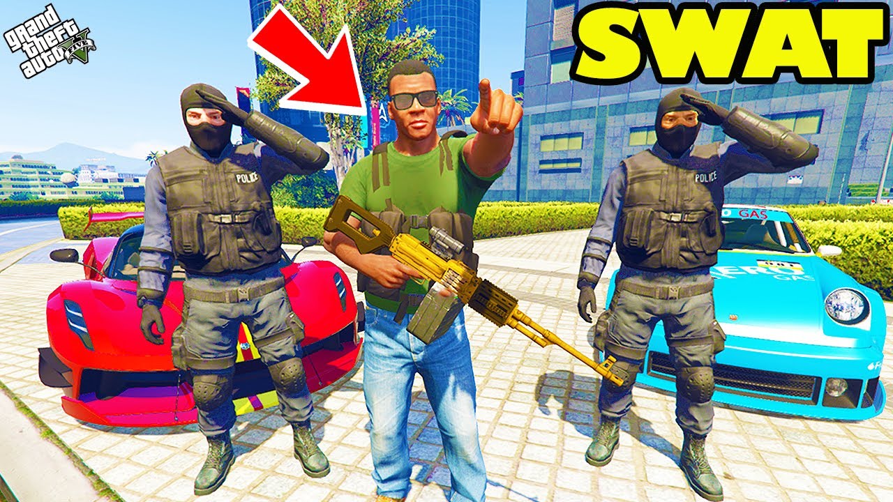 Franklin's First Day As A SWAT CHIEF in GTA 5 | SHINCHAN and CHOP