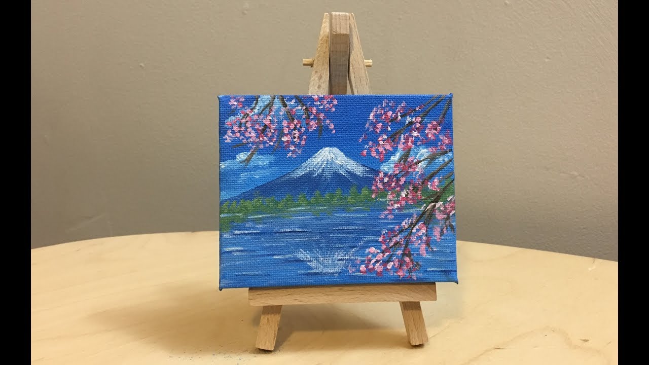 Mount Fuji and Cherry Blossoms | Acrylic Painting | BooBooPaintz