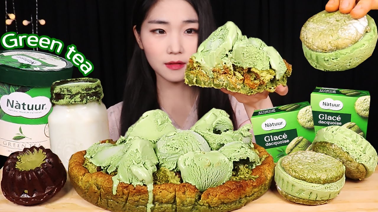 녹차 디저트 먹방💚 녹차 티라미수 꾸덕바 나뚜루 아이스크림 찹싸루니GREEN TEA DESSERT! ICE CREAM STICKY CAKE BAR BREAD MUKBANG ASMR