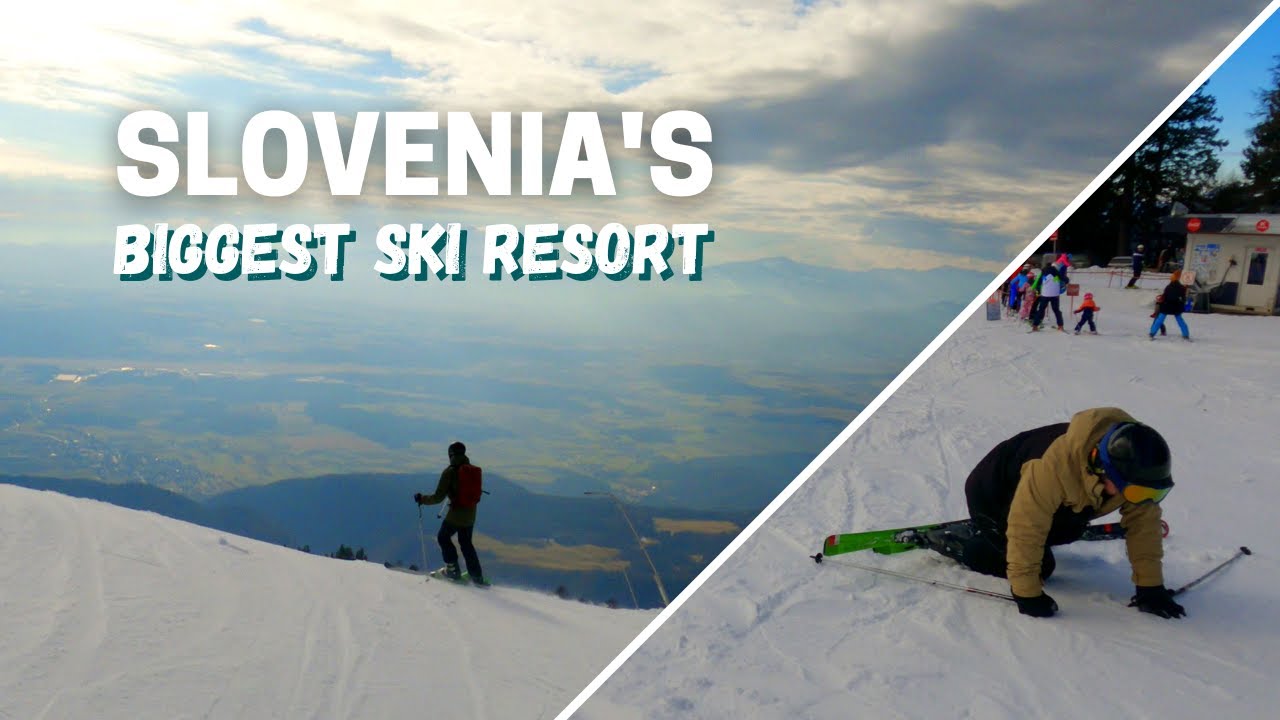 One skier, four beginners | Skiing Krvavec, Slovenia