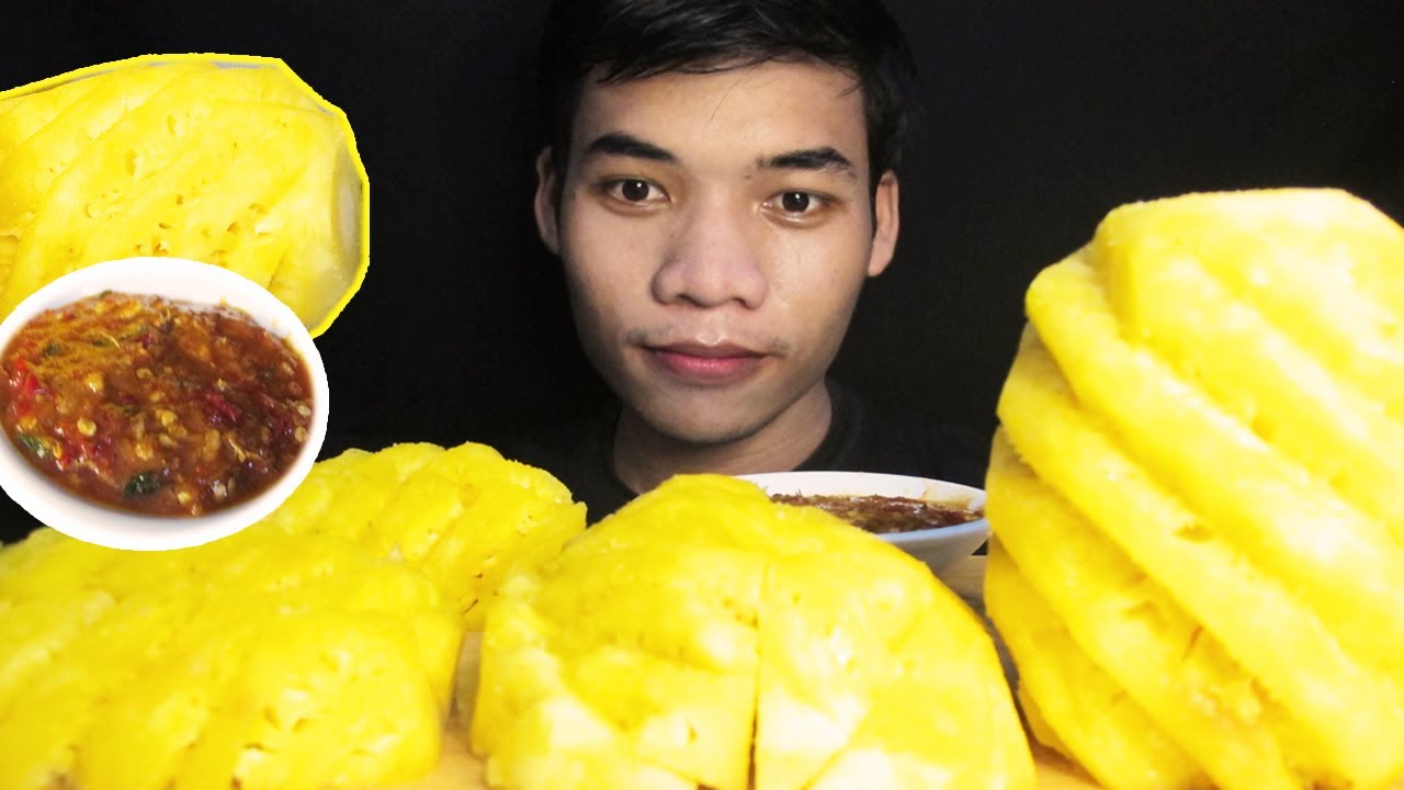 ASMR- Pineapple mukbang, Eating pineapple -pineapple asmr-no speaking-[SOPHAT EATING ]